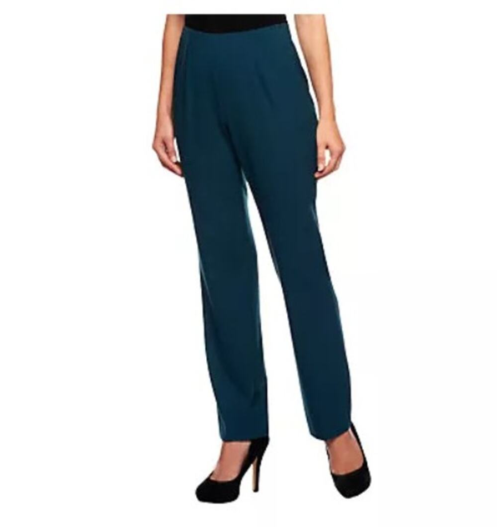 Susan Graver Chelsea Stretch Side Zip Pants, Dark Turquoise, Size PM